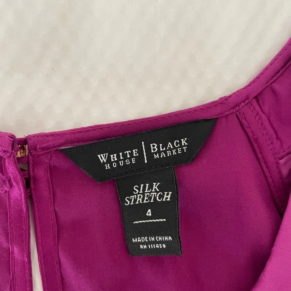 White House Black Market Silk Fuchsia Ruffled Blouse